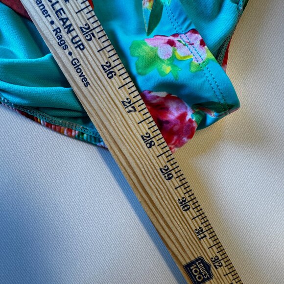 Time and Tru One Piece Swimsuit Womens Large Turquoise Blue Floral - Picture 5 of 5